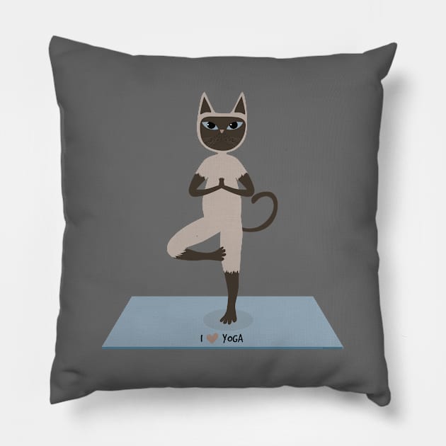 Yoga cat Vrksasana Pillow by uncutcreations