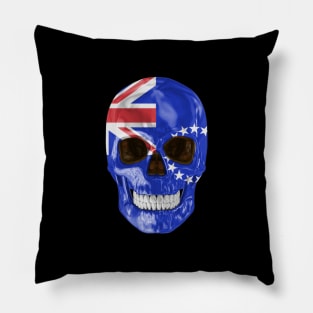 Cook Islands Flag Skull - Gift for Cook Islander With Roots From Cook Islands Pillow