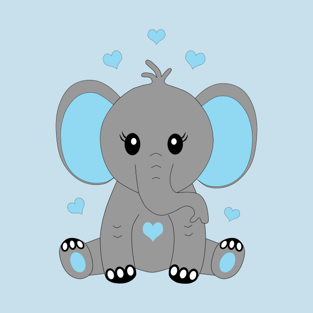 Cute baby elephant in blue by MarionsArt