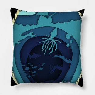 Deep Ocean Life on Layered Paper Pillow