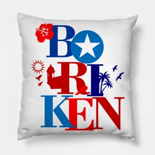 Puerto Rico Boriken Flag Colors Boricua Symbols Pillow