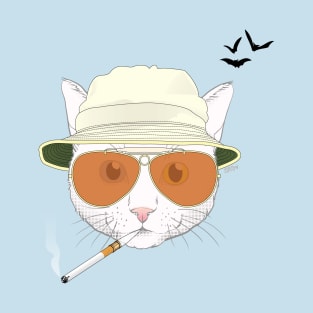 Fear and Loathing Cat - White T-Shirt