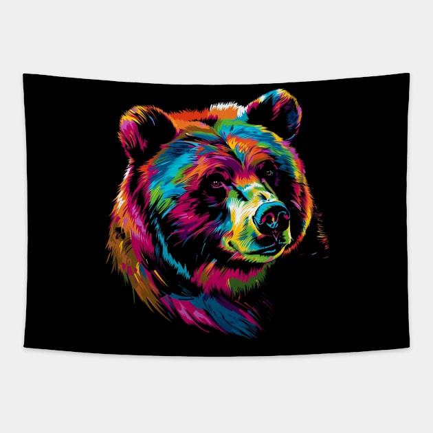 Grizzly Bear Symbolism Tapestry by Tosik Art1