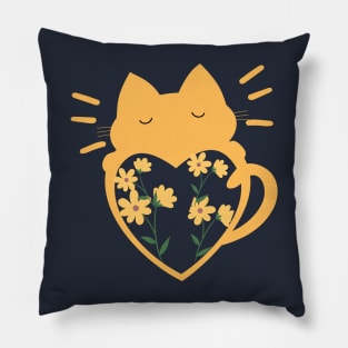 A cat with a heart and roses is a gift for cat lovers Pillow