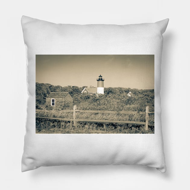 Nauset Beach,  Seashore and lighthouse. Cape Cod, USA.  imagine this on a  card or as wall art fine art canvas or framed print on your wall Pillow by brians101