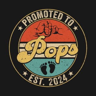 Promoted To Pops 2024 Pregnancy New First Pops Retro T-Shirt