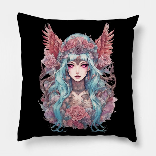 Sad Anime Fallen Angel Pillow by animegirlnft