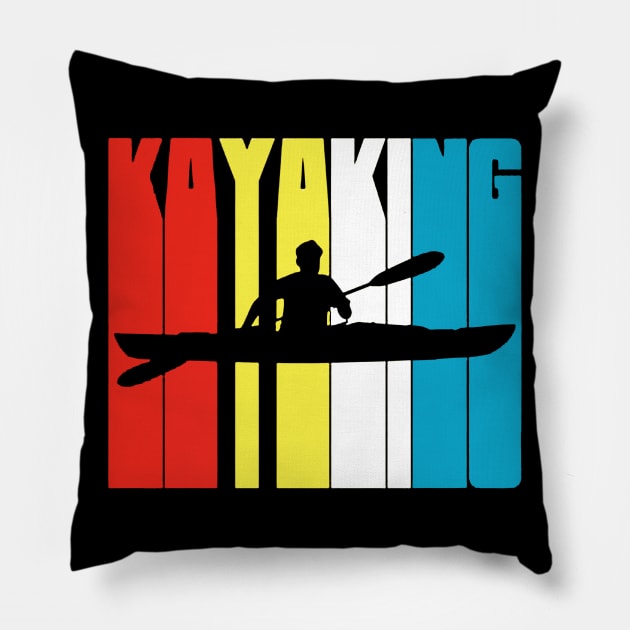 kayaking retro Pillow by fabecco