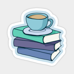 Stack of books with a hot drink Magnet