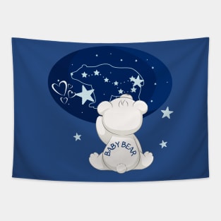 BABY BEAR LOOKING UP TO THE STARS Tapestry