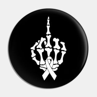 Fuck Lung Cancer Middle Finger White Ribbon Pin