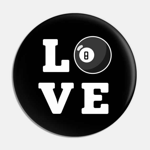 Love Billiard ball 8 White Pin by Adrian's Outline