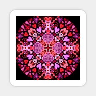 Valentines Mandala on Black Magnet