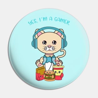 Yes i am a gamer, cute cat playing Pin