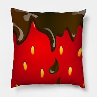 Photo realistic Valentines day chocolate covered strawberry close up pattern Pillow