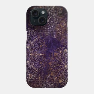 Gold and Purple Boho Floral Mandala Phone Case