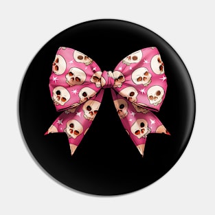 Coquette Ribbon With Cute Skulls Pin