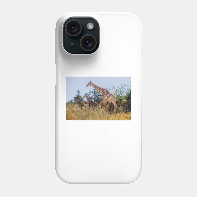 Mom and baby giraffe in Botswana, Africa Phone Case by SafariByMarisa