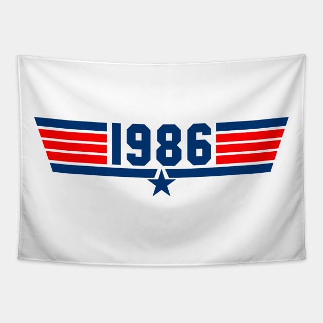 1986 Fighter Jet (White) Tapestry by GloopTrekker