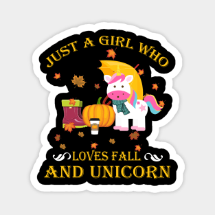 Just A Girl Who Loves Fall & Unicorn Funny Thanksgiving Gift Magnet