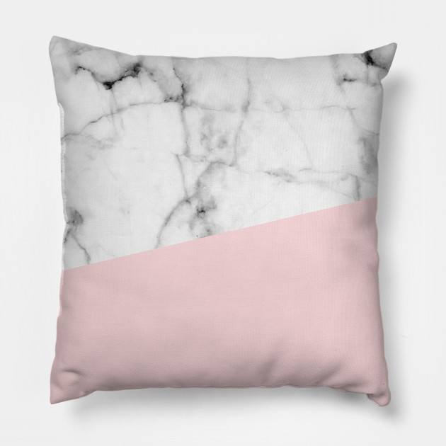 Real White Marble Half Powder Blush Pink Marble Pillow Teepublic