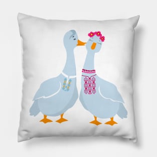 Ukranian geese, girl and boy Pillow