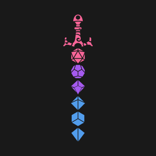 Colorful Polyhedral Dice Sword Tabletop Roleplaying RPG Gaming Addict T-Shirt