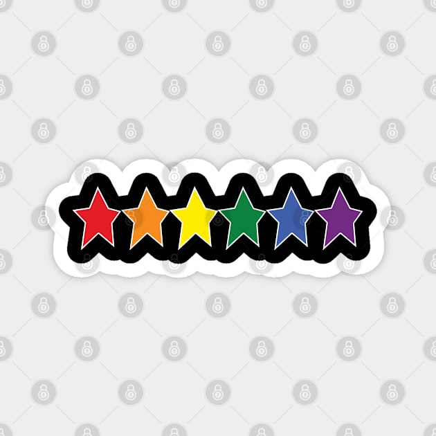 Star Rainbow Pride Graphic White Line Row Magnet by ellenhenryart