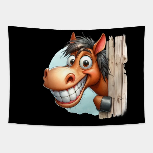 Cute Horse Playing Peek a Boo Tapestry by 1AlmightySprout