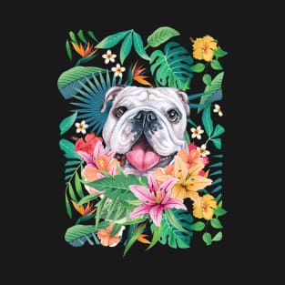 Tropical White English British Bulldog 2 T-Shirt