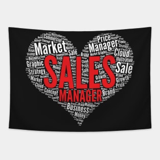 Sales manager Heart Shape Word Cloud Design graphic Tapestry