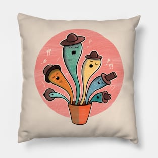 Singing Cacti Illustration Pillow