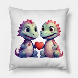 Valentine Dinosaur Couple Pillow
