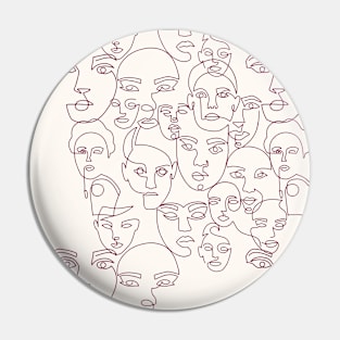 Retro Feminist Abstract Faces Pin