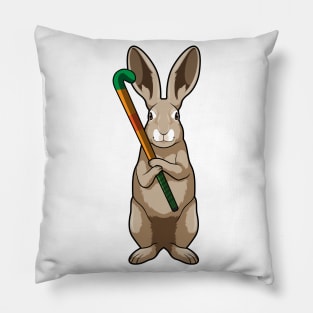 Bunny at Hockey with Hockey stick Pillow