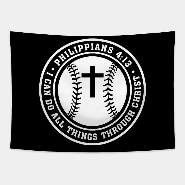 Baseball Softball Philippians 4:13 Jesus I can do all Things Christian Tapestry by TeeCreations