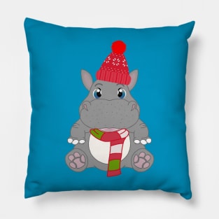 Surfinghippos in cute festive hat Pillow