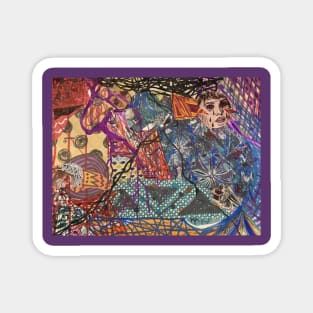 psychedelic abstract collage Magnet