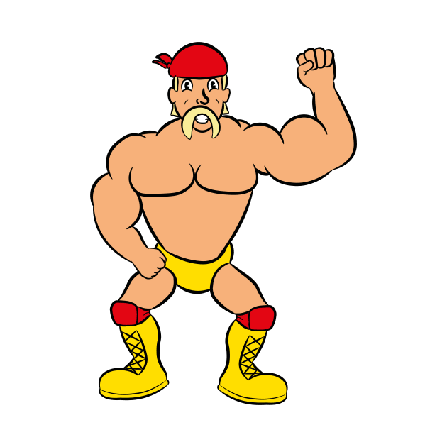 cartoon 80's 90's wrestler tanned muscles by Captain-Jackson