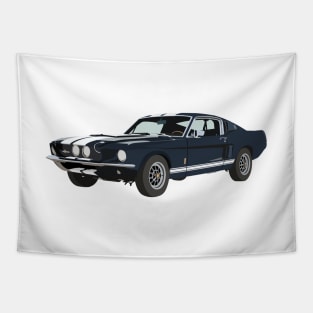 Blue Vintage Muscle Car Tapestry