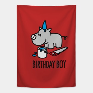 Birthday boy Rhino party hat happy birthday Tapestry