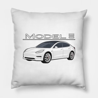 The Model 3 Car electric vehicle white Pillow