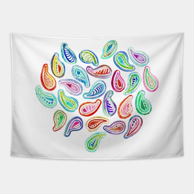 Simple Hand Painted Watercolor Paisley Pattern Tapestry by micklyn