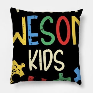 I Teach Awesome Kids Shirt Autism Awareness Puzzle Teacher Pillow