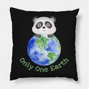 Cute Panda and Earth Save the Planet Pillow