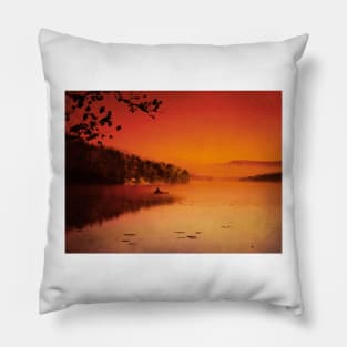 Misty Morning Sunrise photograph Pillow