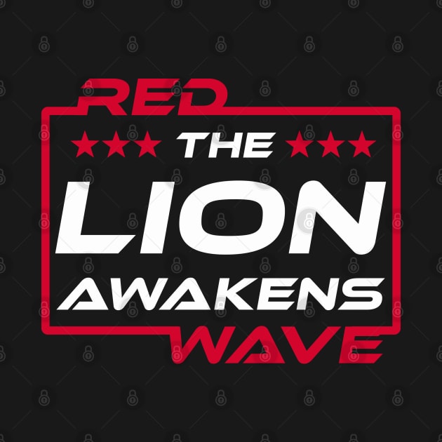 Red Wave Trump Rally T-shirt The Lion Awakens Gift for GOP by Capital Blue