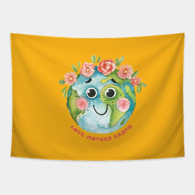 Love Mother Earth Design on EarthDay Tapestry by bamboonomads