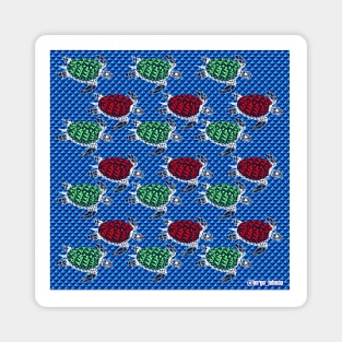sea turtles of carey in pixel ecopop arts Magnet