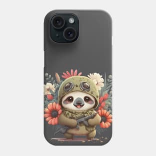 The flowery soldier as a sloth armed and ready for peace Phone Case